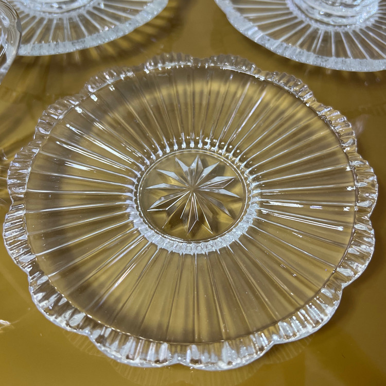 فنجان نعلبکی شیاردار بلور دلی گلس( deli glass) دست ۶ تایی